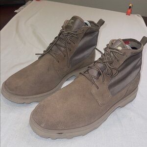 SOREL Caribou Mod Chukka Boots Mens Suede Nylon Rain Boot Waterproof 12 Sand